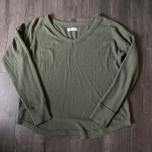 Hollister Women’s Olive Green Long Sleeve Waffle Knit Top
